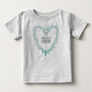 Camiseta Doce Perpetuamente Adorável Coração Azul Verde Inf