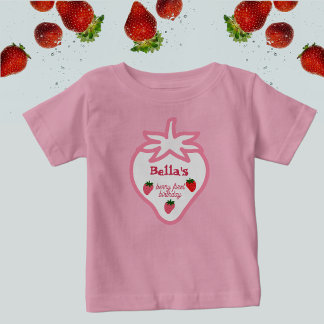 Camiseta Doce Rosa Morango Morango Menina Primeiro Aniversá