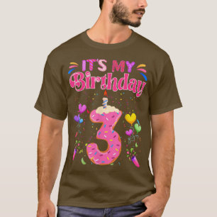 Camiseta Doce Rosquinha É Engraçado Meu aniversário de 3 an