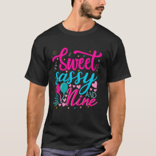 Camiseta Doce Sassy e Nove Aniversário menina de 9 anos