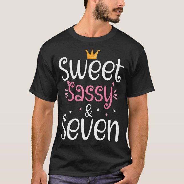 Camiseta Doce Sassy e Sete Meninas 7 de Birthday Squa (Frente)