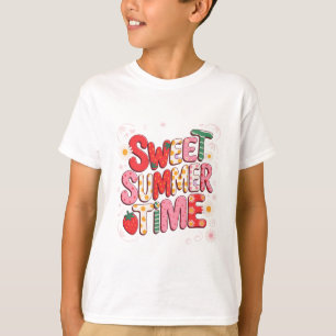 Camiseta Doce Tempo de Verão Coquette Morango Retro Praia 