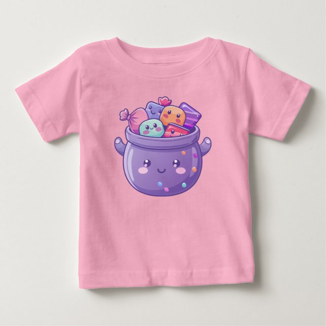 Camiseta Doce Tratamentos Kawaii Cauldron Bebê Topo (Frente)