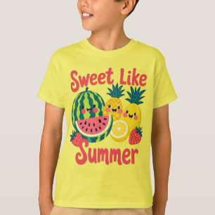 Camiseta Doce Verão, Vida de Férias, Amarelo Engraçado de V