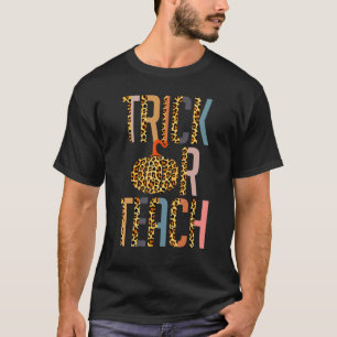Camiseta Docente De Halloween Ou Pumpkin De Ensino-Leopardo