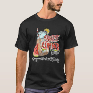 Camiseta Docente no verão Feliz Professor de creche no últi