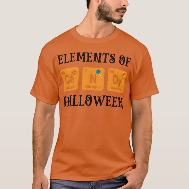 Camiseta Doces De Halloween São Elementos De Química De Eng (Frente)