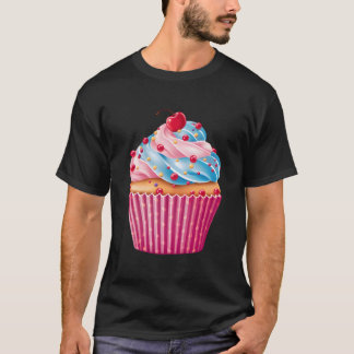 Camiseta Doces K Cupcake Purpurina Padrão Sobremesa Comida