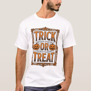 Camiseta Doces ou Travessuras de Halloween Abóboras Caveira
