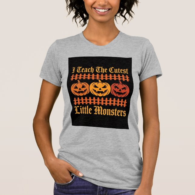 Camiseta Doces ou Travessuras de Halloween Pequenos Monstro (Frente)