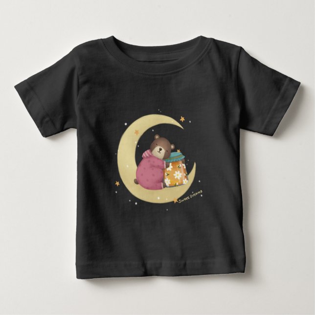 Camiseta Doces sonhos: Ilustração de Urso e Mel (Frente)
