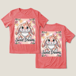 Camiseta Doces Sonhos Rosa Pêssego Bunny Camo