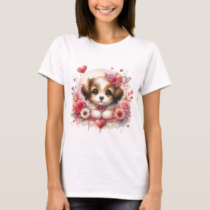 Camiseta Docinho com Corações Florais