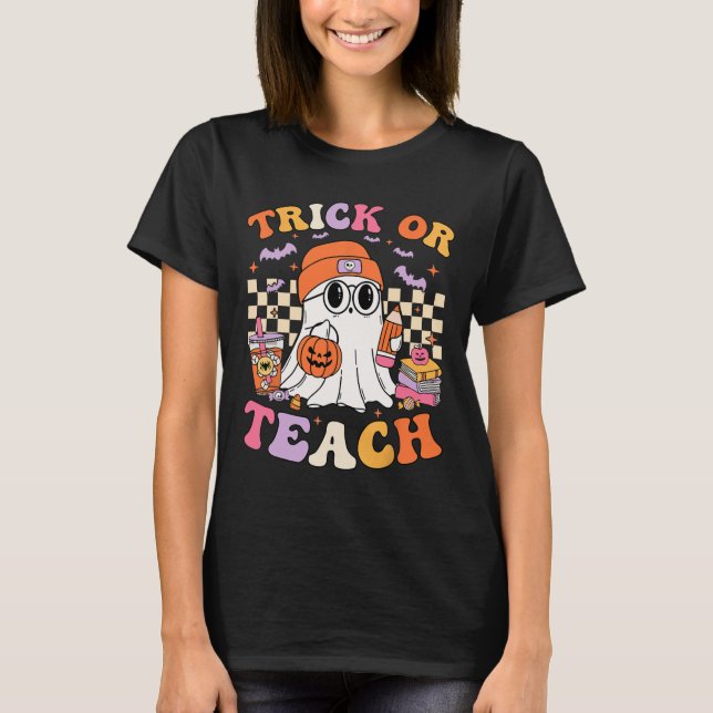 Camiseta Docinho De Halloween Ou Café Fantasma De Ensino (Frente)