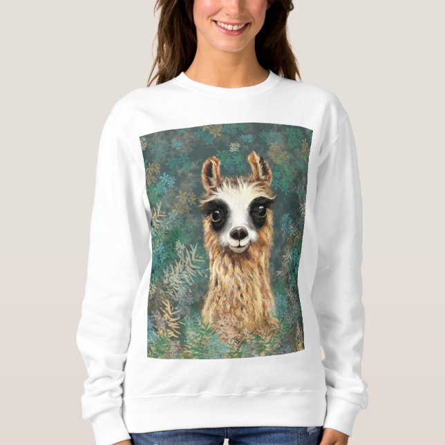 Camiseta Docinho engraçado com Llama curioso (Frente)