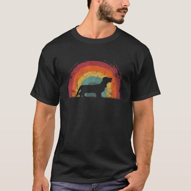 Camiseta Docker Vintage Rainbow Dog Men Women (Frente)