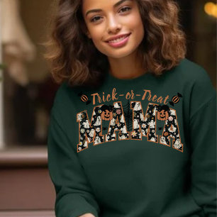 Camiseta Doçura de Impressão Floral ou Trick-or-Treat