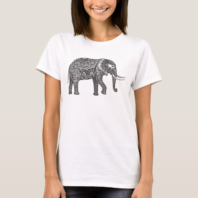 Camiseta Dodle Elefante Fantasia Estilizada (Frente)