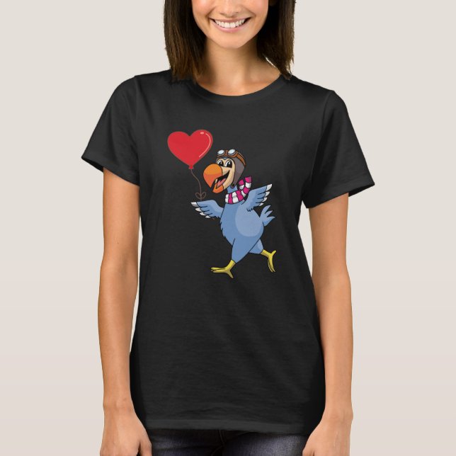 Camiseta Dodo Bird With Heart Balloon Valentines Day Love B (Frente)