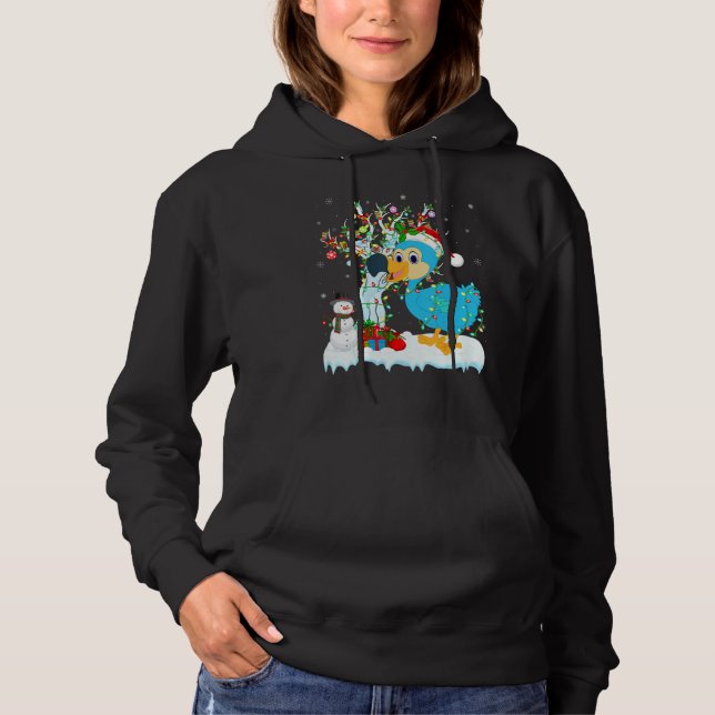Camiseta Dodo Bird Xmas Tree Lighting Santa Hat Dodo Cristo (Frente)