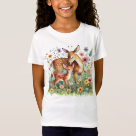 Camiseta Doe Deer e Fawn em Crianças Selvagens