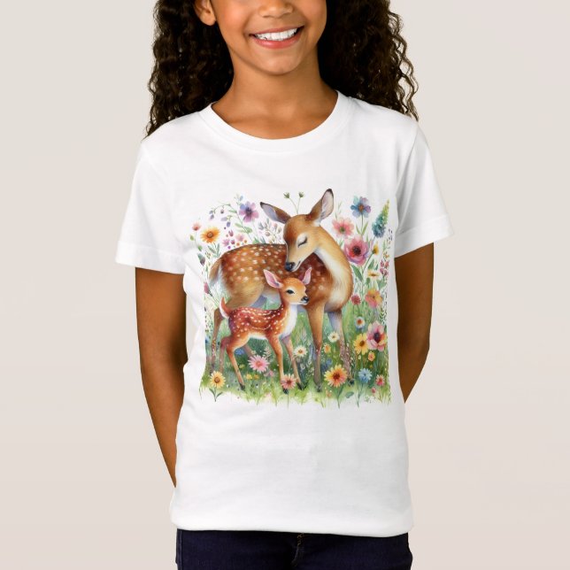 Camiseta Doe Deer e Fawn em Crianças Selvagens (Frente)