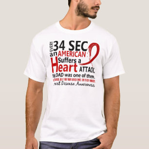 Camiseta Doença cardíaca/ataque do pai de cada 34 segundo
