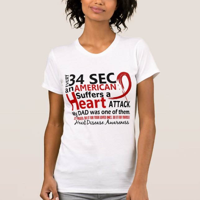 Camiseta Doença cardíaca/ataque do pai de cada 34 segundos (Frente)