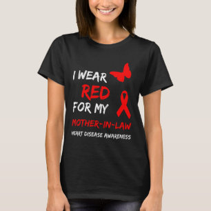 Camiseta Doença Cardíaca Eu Uso Vermelho Para Minha Sogra F
