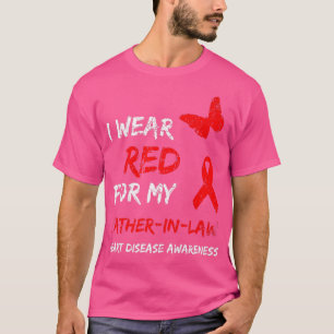 Camiseta Doença Cardíaca Eu Visto Vermelho Para Minha Fita 