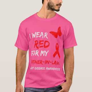 Camiseta Doença Cardíaca Eu Visto Vermelho Para Minha Fita 