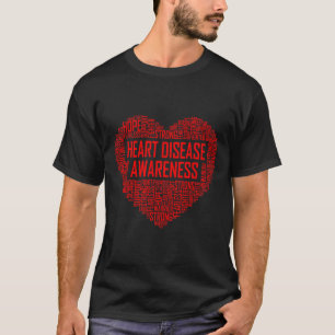 Camiseta Doença Cardíaca Sensibilização Coração Vermelho Pr