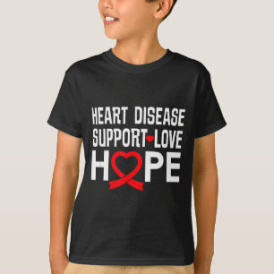 Camiseta Doença Cardíaca Suporte Amor Esperança Fita Vermel