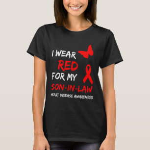 Camiseta Doença Cardíaca Uso Vermelho Pelo Meu Genro Fita