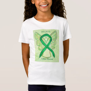 Camiseta Doença celíaca Sensibilização Verde Fita Anjo 