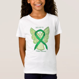 Camiseta Doença celíaca Sensibilização Verde Fita Anjo Cami