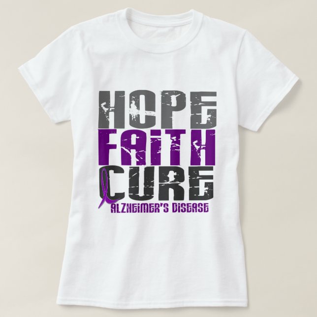 CAMISETA DOENÇA DE ALZHEIMER DA CURA DE FÉ DA ESPERANÇA (Frente do Design)