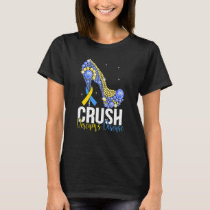 Camiseta Doença de Crush Dercum Amarelo e Azul Fita Alta H