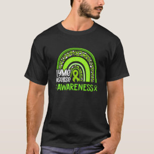 Camiseta Doença de Lyme do Verde limão Arco-Íris do Leopard