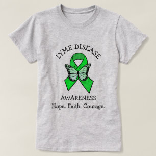 Camiseta Doença de Lyme Esperança Fé Coragem