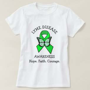Camiseta Doença de Lyme Esperança Fé Coragem
