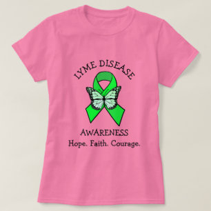 Camiseta Doença de Lyme Esperança Fé Coragem