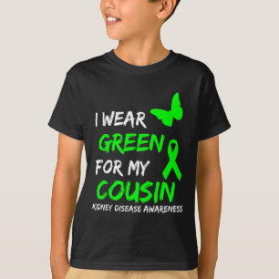 Camiseta Doença Eu Visto Verde Para Meu Primo Fita 1