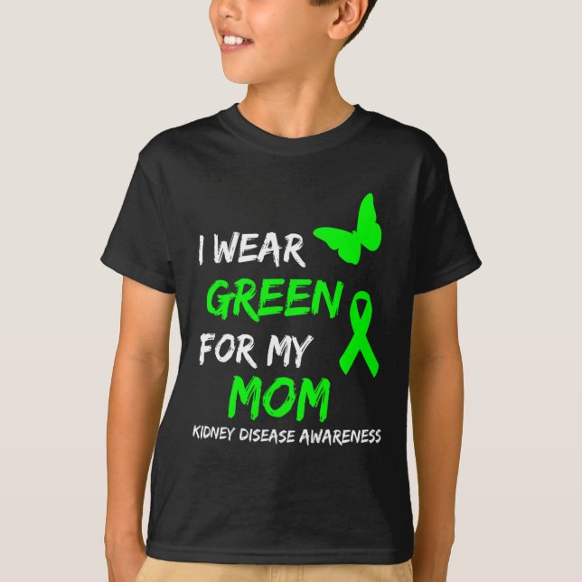Camiseta Doença Eu Visto Verde Para Minha Fita Mãe (Frente)