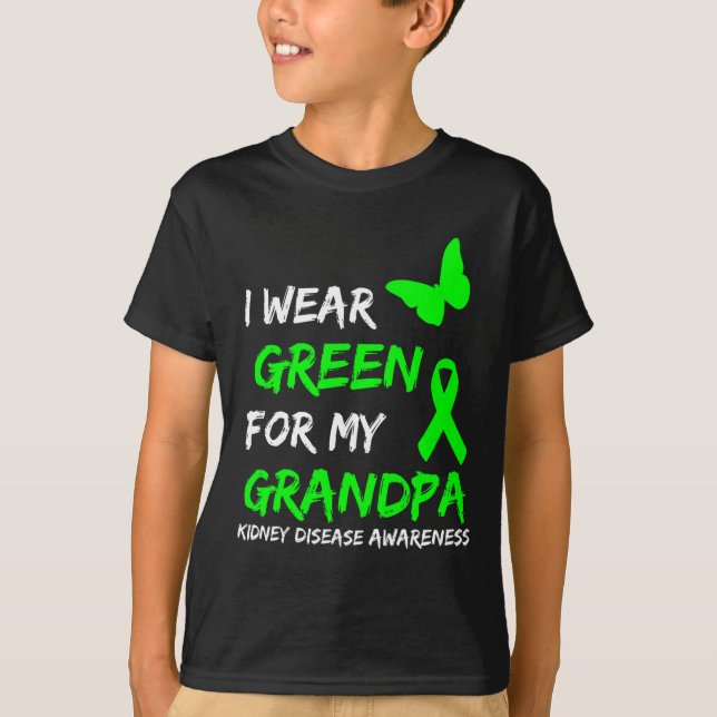 Camiseta Doença Eu Visto Verde Para O Meu Avô Fita 1 (Frente)
