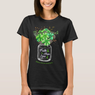 Camiseta Doença Fé Ama Esperança Flor Consciência