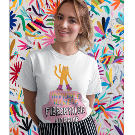 Camiseta Doença fibro-guerreira por fibromialgia dor invisí