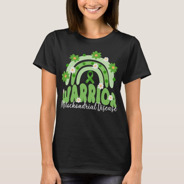 Camiseta doença mitocondrial ranhosa flor do arco-íris guer (Frente)
