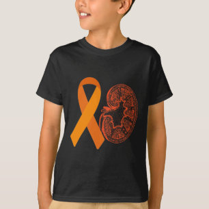 Camiseta Doença renal Cancer Sensibilização Laranja Faixa d