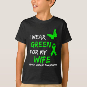 Camiseta Doença Renal Eu Visto Verde Para Minha Fita Esposa